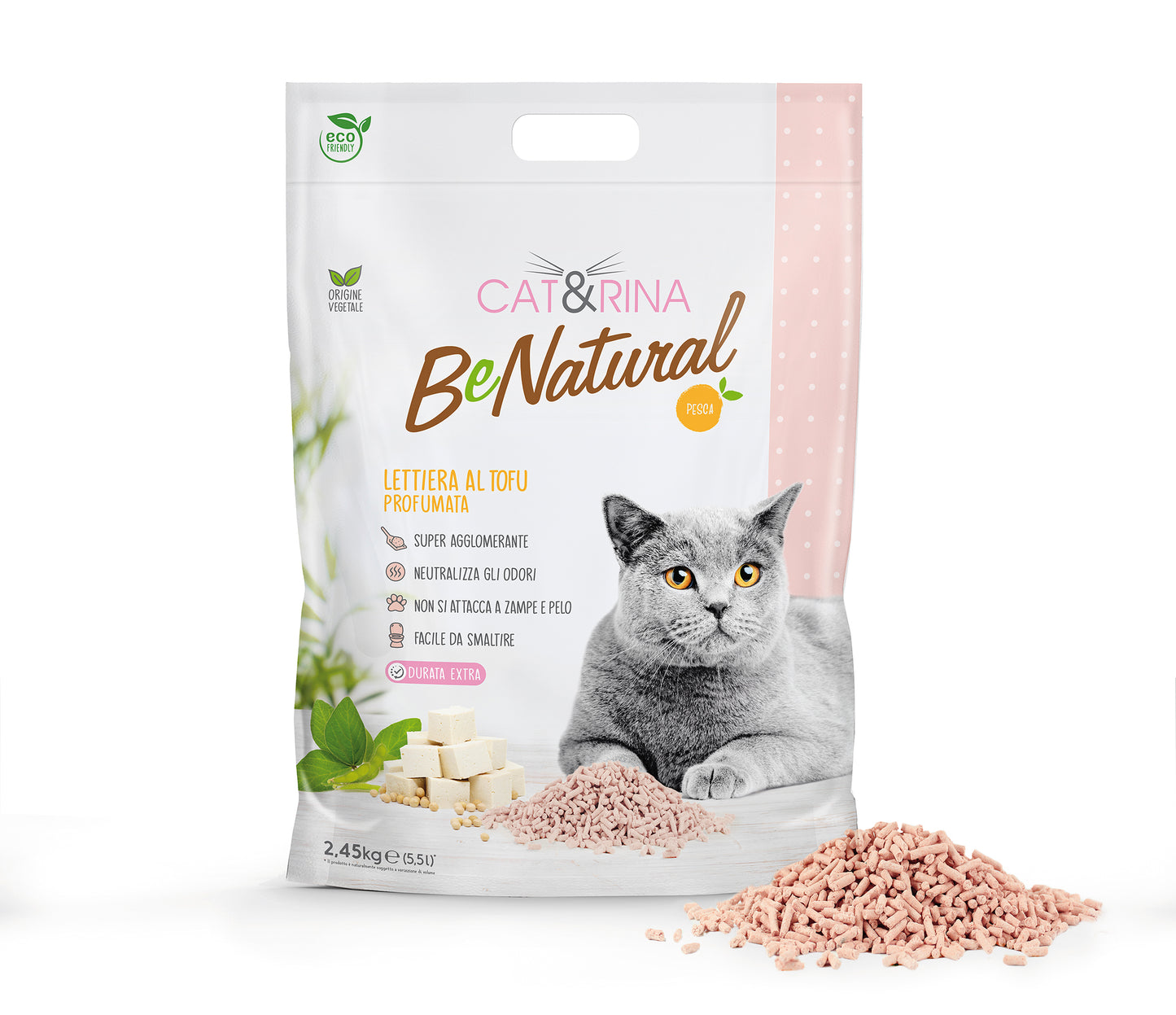 Lettiera per gatti al tofu profumata interamente di origine vegetale