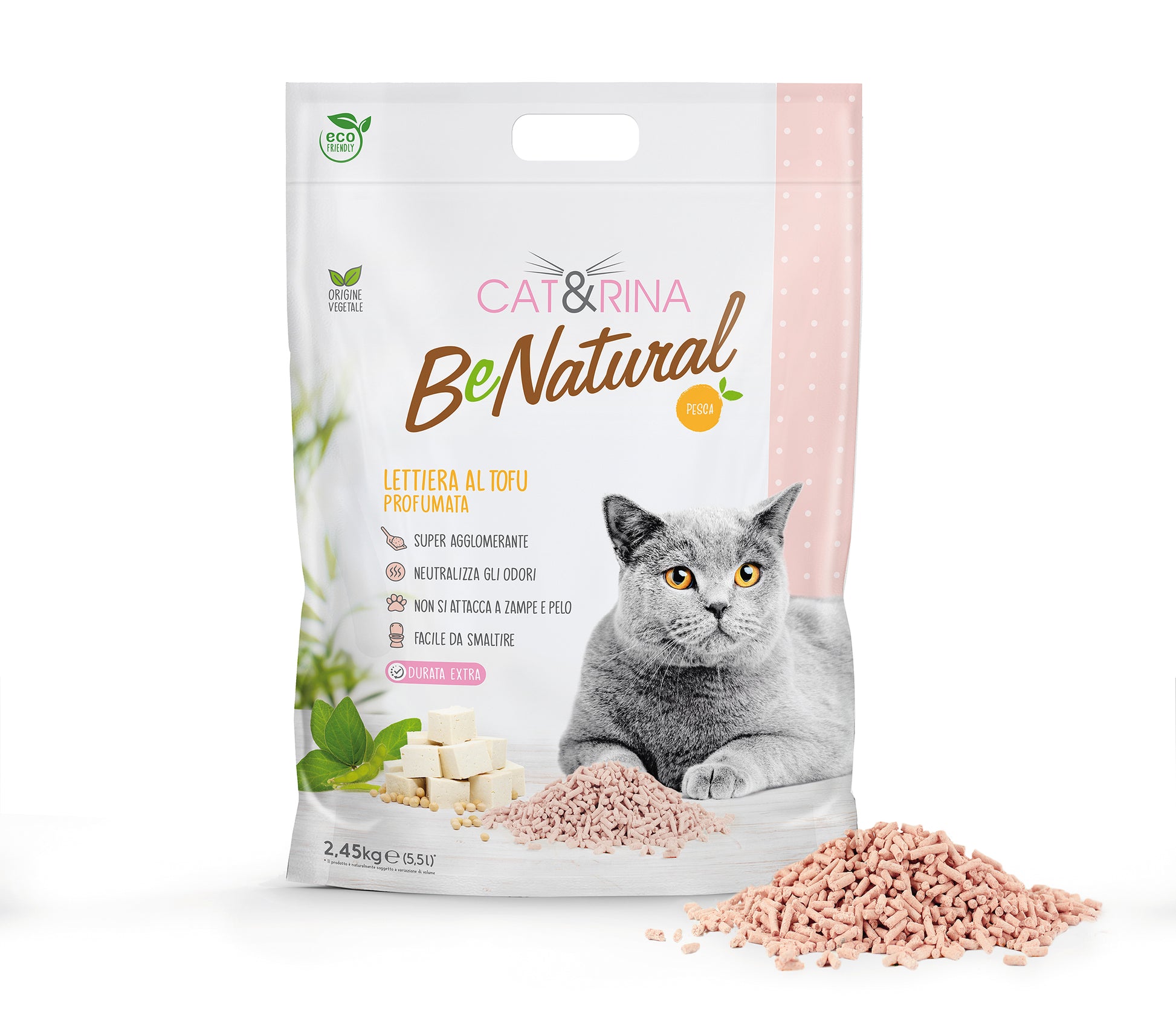 Lettiera per gatti al tofu profumata interamente di origine vegetale