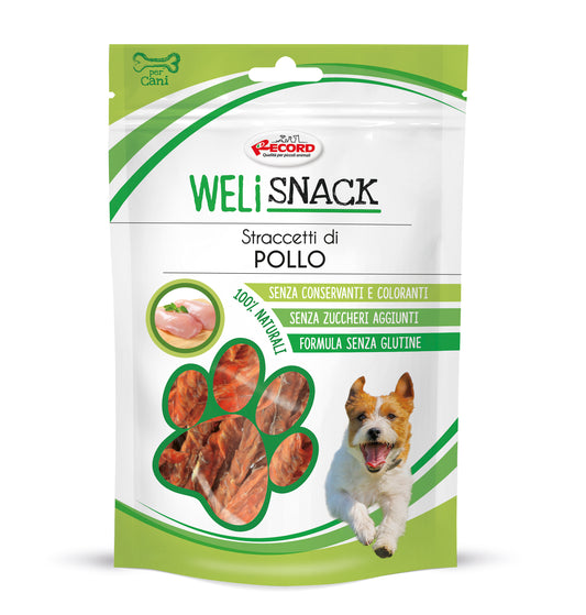Straccetti di pollo snack per cani  100% naturali filetto di pollo essiccato naturalmente ricco di proteine per il benessere dell'animale