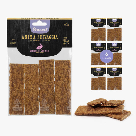 Snack da masticare per cani  100% carne naturale ottenuta con un processo di lenta essiccazione al forno, senza l’aggiunta di additivi, sale e zucchero